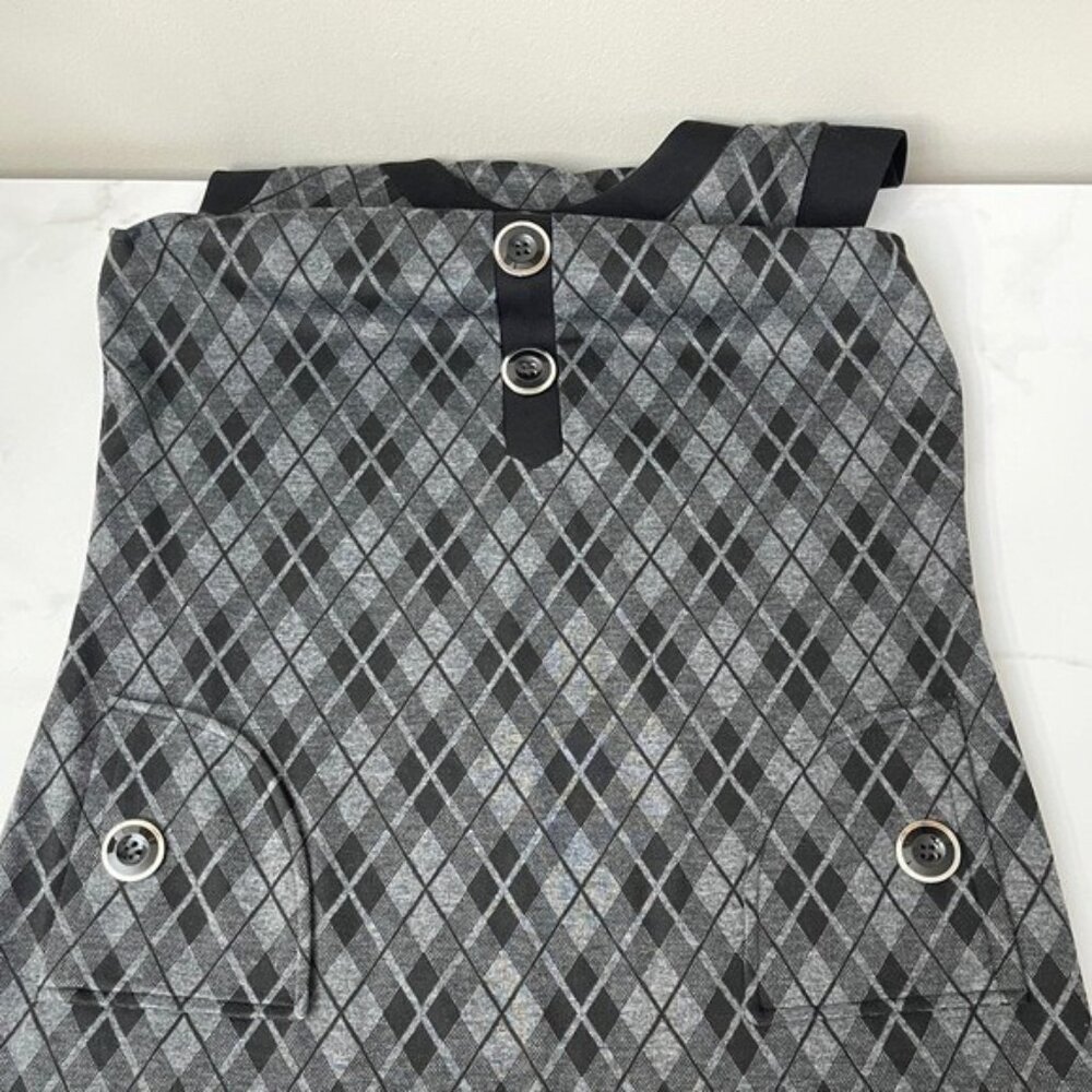 Nine West Sleeveless Gray Plaid Dress Black Short Sheath Big Buttons Pockets 12 - Picture 8 of 10